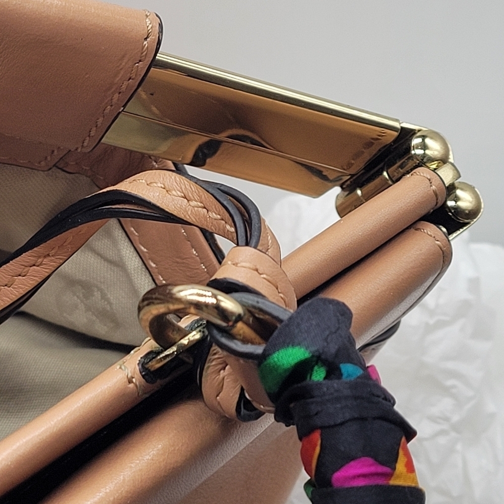 Designer Tory Burch Priscilla Small Frame Satchel Shoulder Strap Push Lock Clasp - Picture 14 of 16